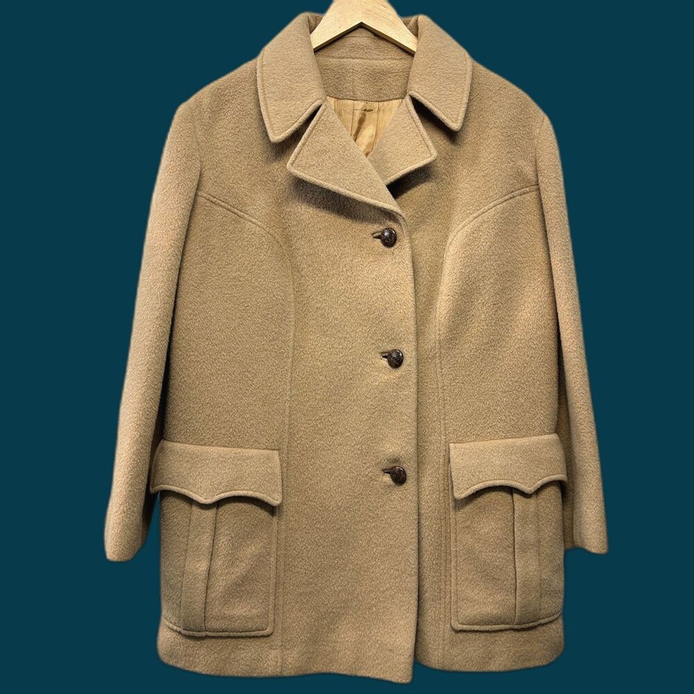 Vtg Lane Bryant Warren of Stafford Women's Tan Wool Peacoat Size Large?